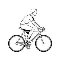 Naklejka premium Man Riding Bicycle Side View Illustration.