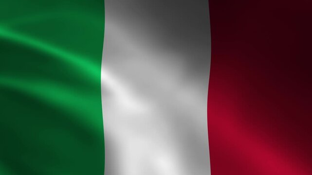 Italy Country Flag Waving In Air Full Screen Animation