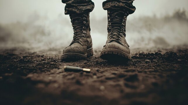 Military boots on ground