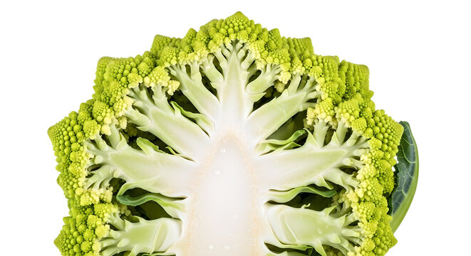 Green cauliflower half cut
