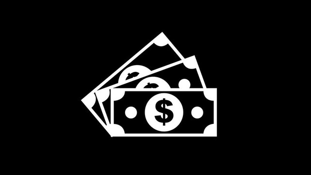 Piles of paper money grow up icon. ideal for financial concepts, budgeting, savings, investments, and business related designs. financial cash and payment for financial business web video element. 4k