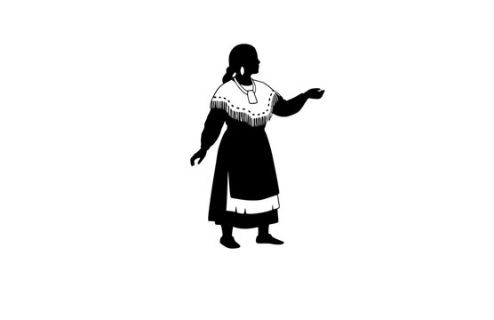 Sacagawea Native American Guide Silhouette, US History Exploration Vector Sticker, Lewis and Clark Expedition Heroine Icon