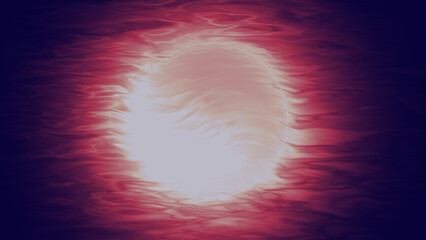 Bright red-orange circular nebula centered on a dark blue background. Concentric jagged rings form a vivid radial pattern with strong depth and energetic motion. © Viktor_D