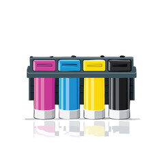 Fototapeta premium Ink cartridge array with cyan magenta yellow and black