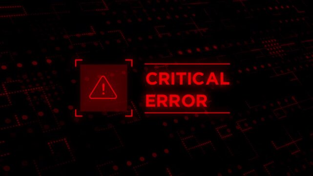futuristic critical error text with hud interface animation