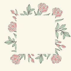 Vector illustration of a decorative floral frame with a white background