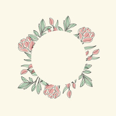 Vector illustration of a decorative floral frame with a white background