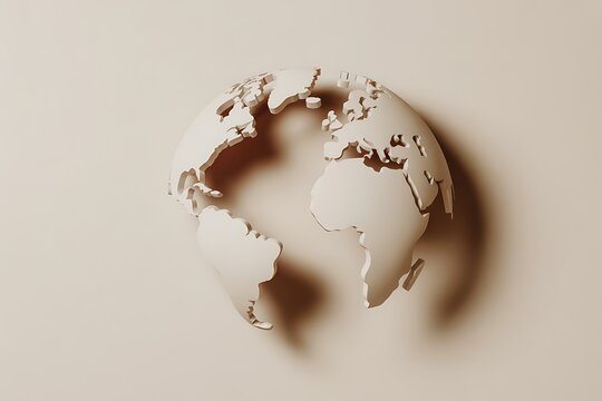Broken white globe on beige background