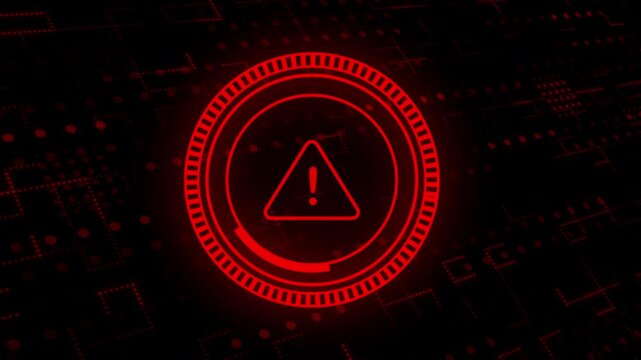 futuristic warning symbol on hud interface