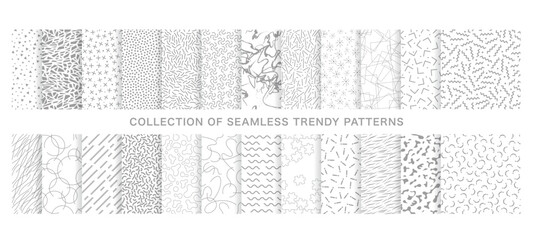 Abstract Seamless Vector Pattern Set Isolated On A White Background. Horizontally And Vertical Repeatable.