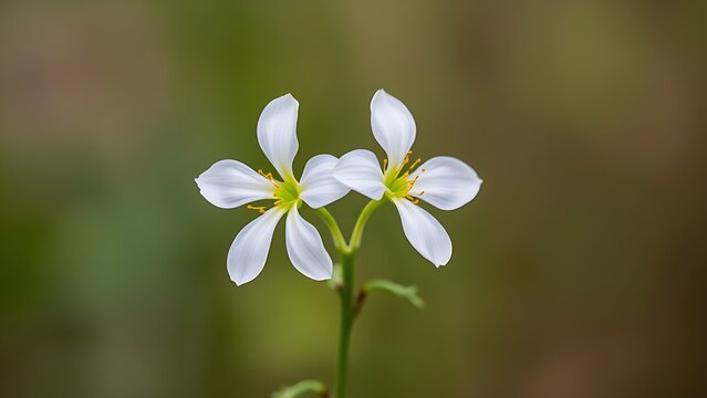 simultaneously. Twin flowers blooming simultaneously on a single stem, showing natural symmetry. gardening catalogs, home-decor guides, designed for home decor and floral branding.