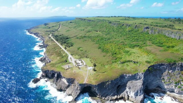 Tropical island of Tinian in the Northern Mariana Islands