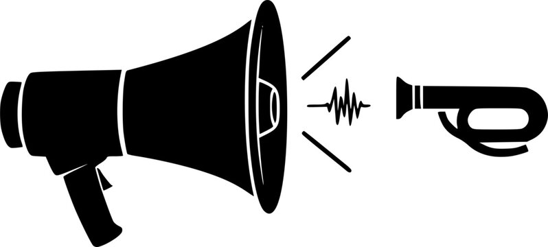 megaphone silhouette, minimal car horn icon vector illustration
