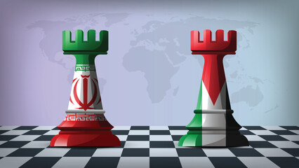 Illustration Vector Featuring IRAN and PALESTINE Identities with IRAN and PALESTINE Flags © Model it