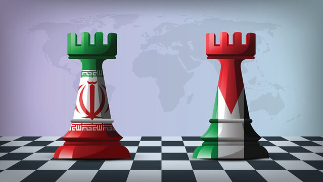 Illustration Vector Featuring IRAN and PALESTINE Identities with IRAN and PALESTINE Flags