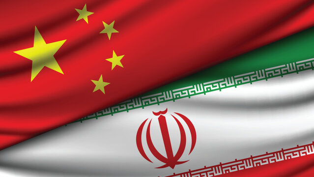 Illustration Vector Featuring IRAN and CHINA Identities with IRAN and CHINA Flags