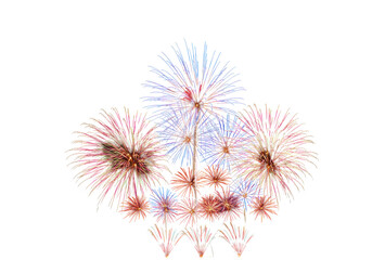Obraz premium Colorful fireworks bursting in the night sky, illuminating a festive celebration backdrop isolated on white background