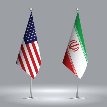 Illustration Vector Featuring IRAN and United States Identities with IRAN and United States Flags