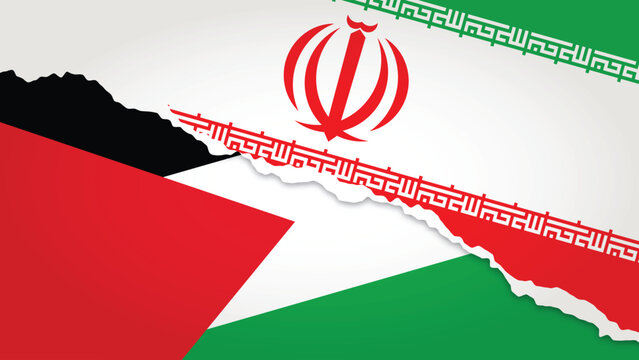 Illustration Vector Featuring IRAN and PALESTINE Identities with IRAN and PALESTINE Flags
