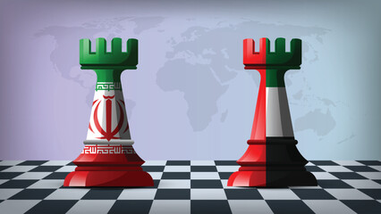 Illustration Vector Featuring IRAN and United Arab Emirates Identities with IRAN and United Arab Emirates Flags © Model it