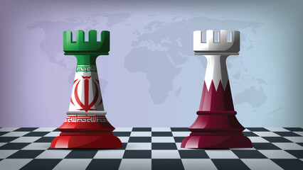 Illustration Vector Featuring IRAN and QATAR Identities with IRAN and QATAR Flags © Model it
