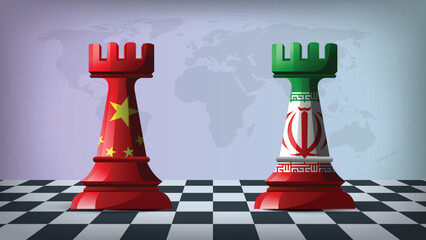 Illustration Vector Featuring IRAN and CHINA Identities with IRAN and CHINA Flags © Model it