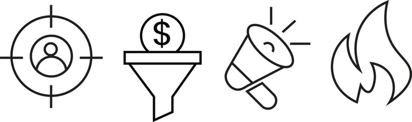 Fototapeta premium Marketing and advertising strategy icons