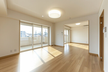 明るいリビングの新築室内