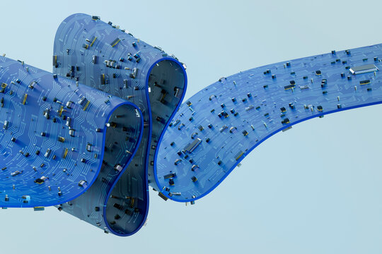 3D Folding Circuit Band with layered traces and chips