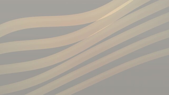 Orange ribbons flow across a gray gradient with wave-like motion