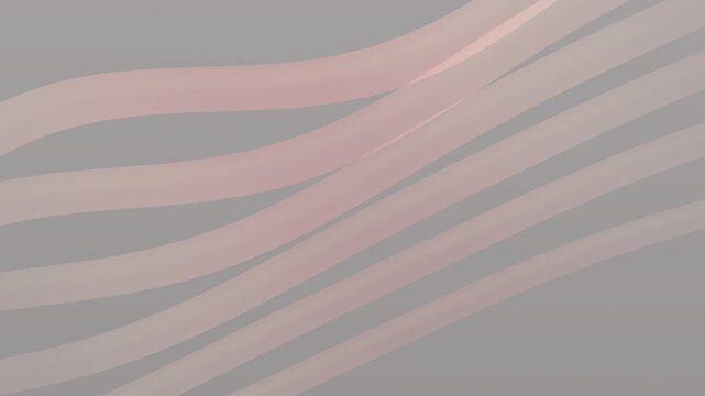 Pink and gray ribbons flow with wavy lines over a light gray field