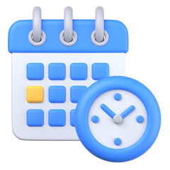 3Dのカレンダーと時計アイコン