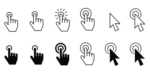 Mouse Pointer Cursor Icon Collection Click Arrow Vector Illustration