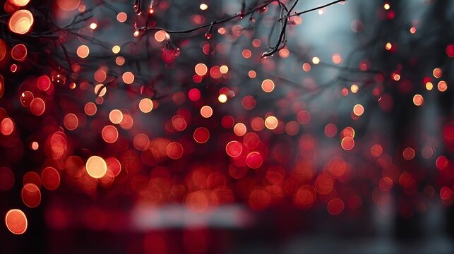 Stunning Red Festive Bokeh Lights and Glow Backdrop Sparkle for Elegant Celebration Moments Images