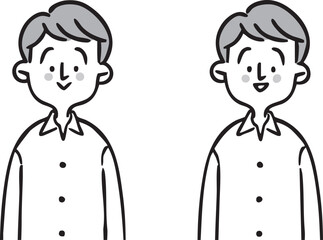 男性　上半身　ベクター（モノクロ）