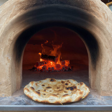 Baking Flatbread in Traditional Clay Oven