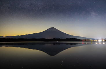 田貫湖から見た星空と富士山