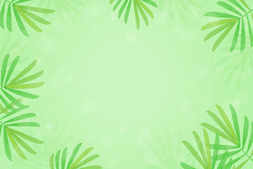 Green background with green tropical leaves.