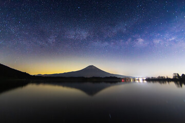 田貫湖から見た星空と富士山
