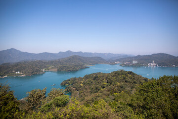 Naklejka premium The scenery of Sun Moon Lake in Nantou County, Taiwan