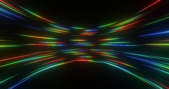 Abstract pattern of light lines. 3d render video. 