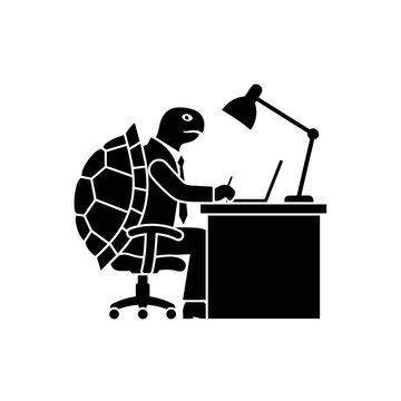 Tortoise Working on Computer at Desk.