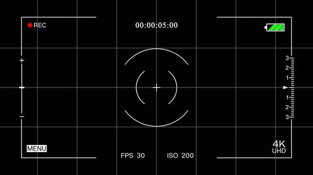 Camcorder interface overlay with alpha channel. 4k animation