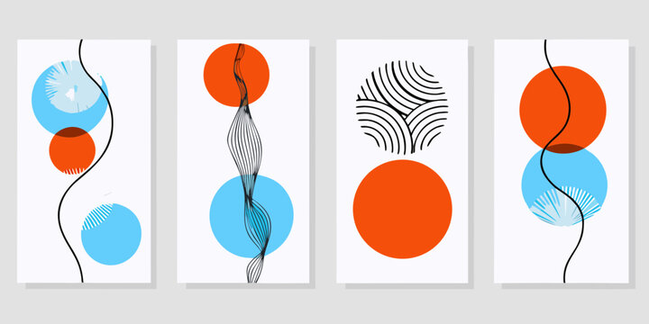 Abstract geometric art featuring overlapping circles and linear elements