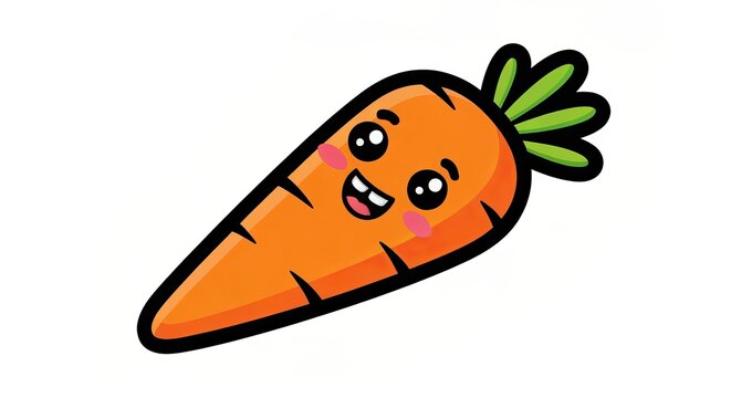 Cheerful Carrot Character with Big Eyes and Rosy Cheeks for Fun and Playful Design Projects