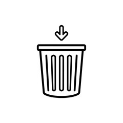 Waste reduction icon. Recycling bin symbol for eco friendly environmental concept. Sustainable garbage disposal design. Vector illustration isolated on white background.