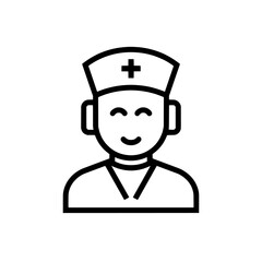 Fototapeta premium Virtual nurse assistant icon. Medical healthcare symbol. Bold outline style for telehealth and digital health apps. Vector illustration isolated on white background.