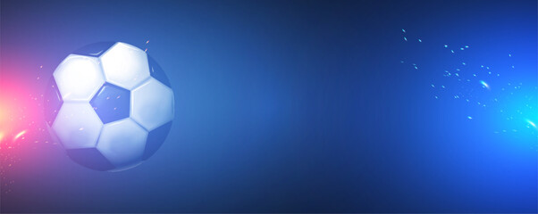 Fototapeta premium Soccer ball with speed and power light effect. Sports background. Match design.