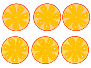Fototapeta premium Illustration of a yellow orange slice. Doodle orange slice in the collection.