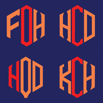 FOU FCD FOH SAUSAD KCD ELC KOE SUH SLC AOG Letter Logo Design polygon Monogram Icon Vector Template
